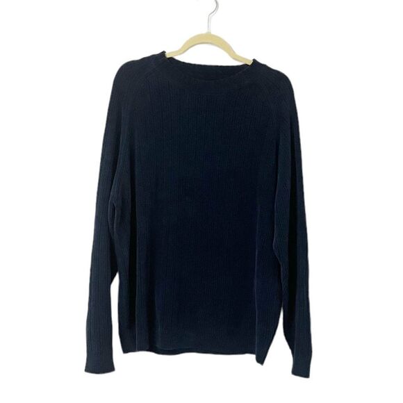 🟢Tommy Bahama Navy Chenille Ribbed Knit Crew Neck Sweaters Size M - Picture 1 of 4